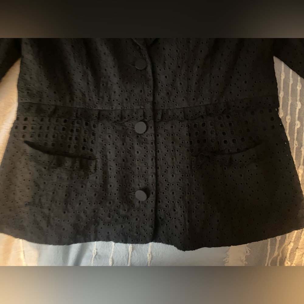 CAbi black eyelet Flamenco jacket 6 - Picture 7 of 12